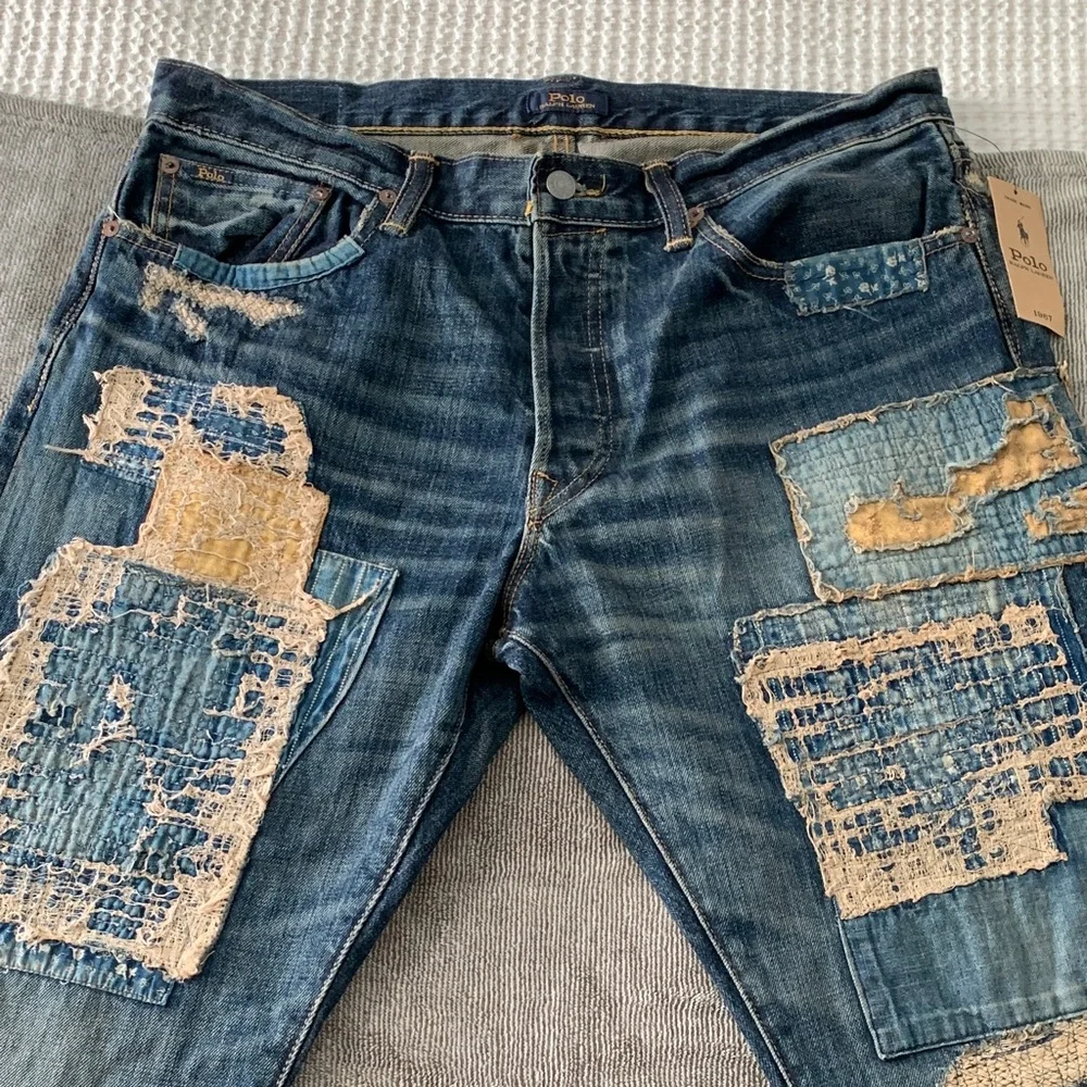Polo by Ralph Lauren Men’s Blue Patchwork Straight Jeans - Picture 1 of 10